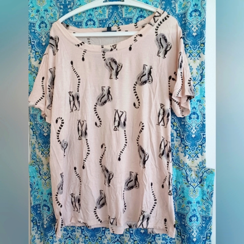 Modcloth Relaxed Fit Lemur Print Tee